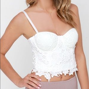 White Crochet Bustier Top
